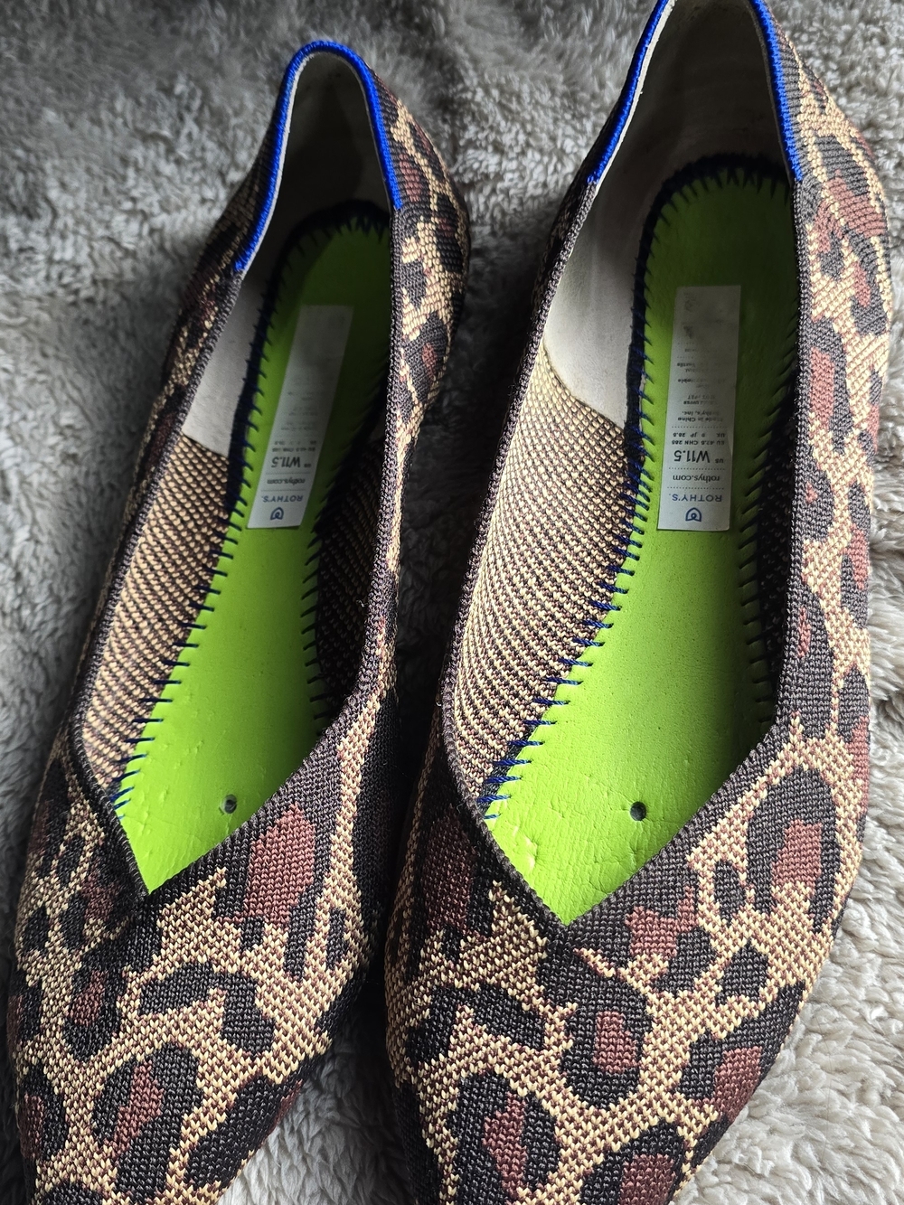 Rothy's Leopard-Print Pointed Toe Flats in Brown and Black